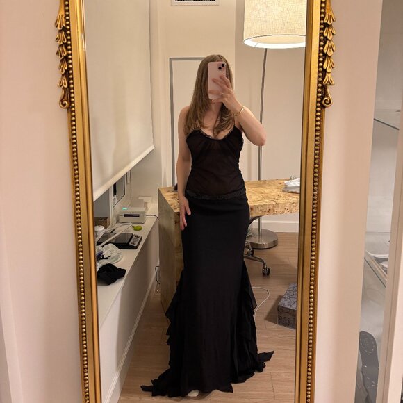 Vera Wang Dresses & Skirts - 2005 VERA WANG Vintage Black Mesh Panel Evening Gown